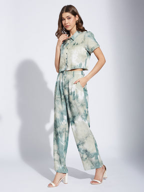 Latin Quarter Women Green Printed High Rise Trouser Pant For Casual Wear