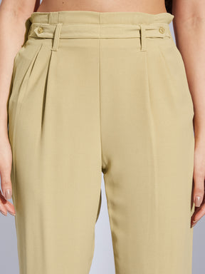 Latin Quarters Women Beige High Rise Solid Trouser Pant for Casual Wear