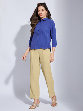 Latin Quarters Women Beige High Rise Solid Trouser Pant for Casual Wear