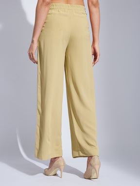 Latin Quarters Women Beige High Rise Solid Trouser Pant for Casual