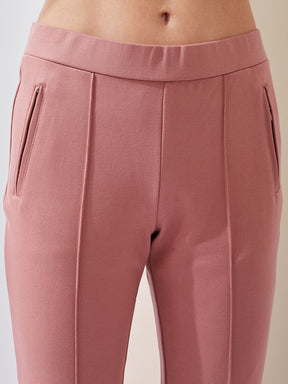 Latin Quarters Women Pink Solid High Rise Casual Flared Trouser