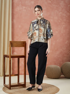 Latin Quarters Women's Black Solid High Rise Formal Straight fit Pant