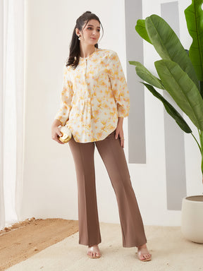 Latin Quarters Women Beige Solid High Rise Casual Trouser