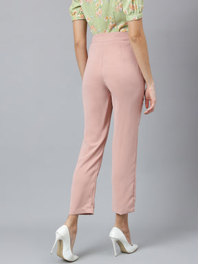 Pink Solid Casual Legging