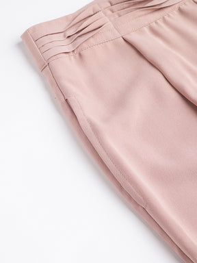Peach Solid Casual Pant