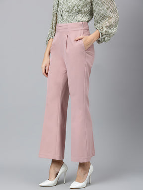 Pink Solid Casual Pant