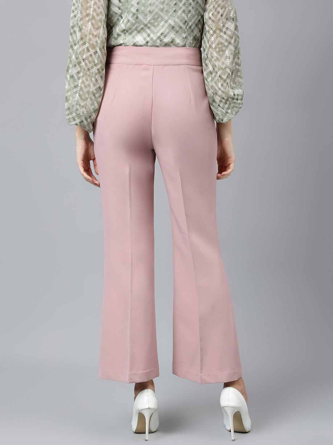 Pink Solid Casual Pant