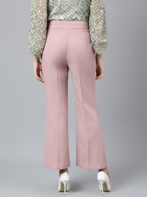 Pink Solid Casual Pant