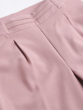 Pink Solid Casual Pant