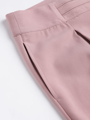 Pink Solid Casual Pant