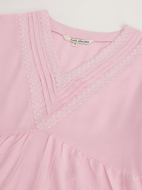 Pink Solid 3/4 Sleeve Casual Tunic