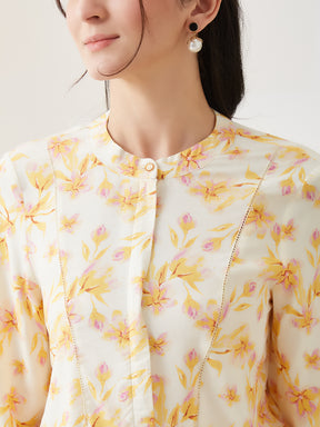 Latin Quarters Women Yellow Printed Round Neck 3/4th Sleeves Casual Tunic