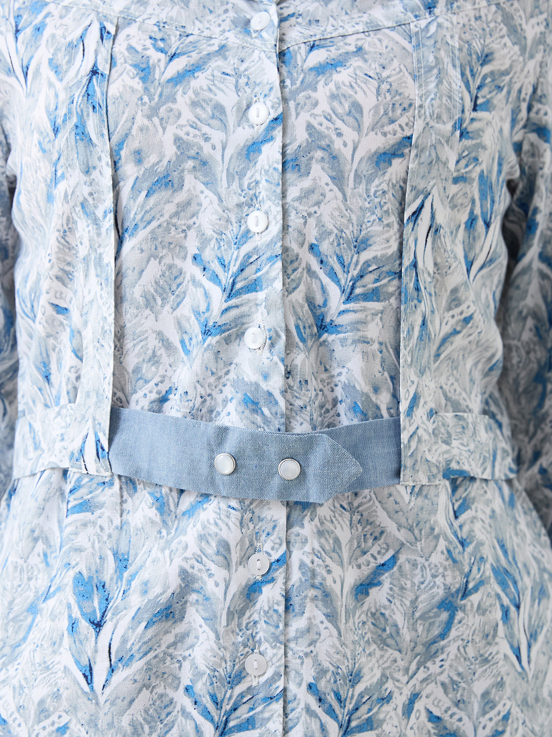 Latin Quarters Women Blue Printed 3/4th Sleeves Spread Collar Casual Shirt