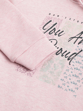 Pink Full Sleeve Solid Women Hoodie Sweatshirt Knit Top for Casual