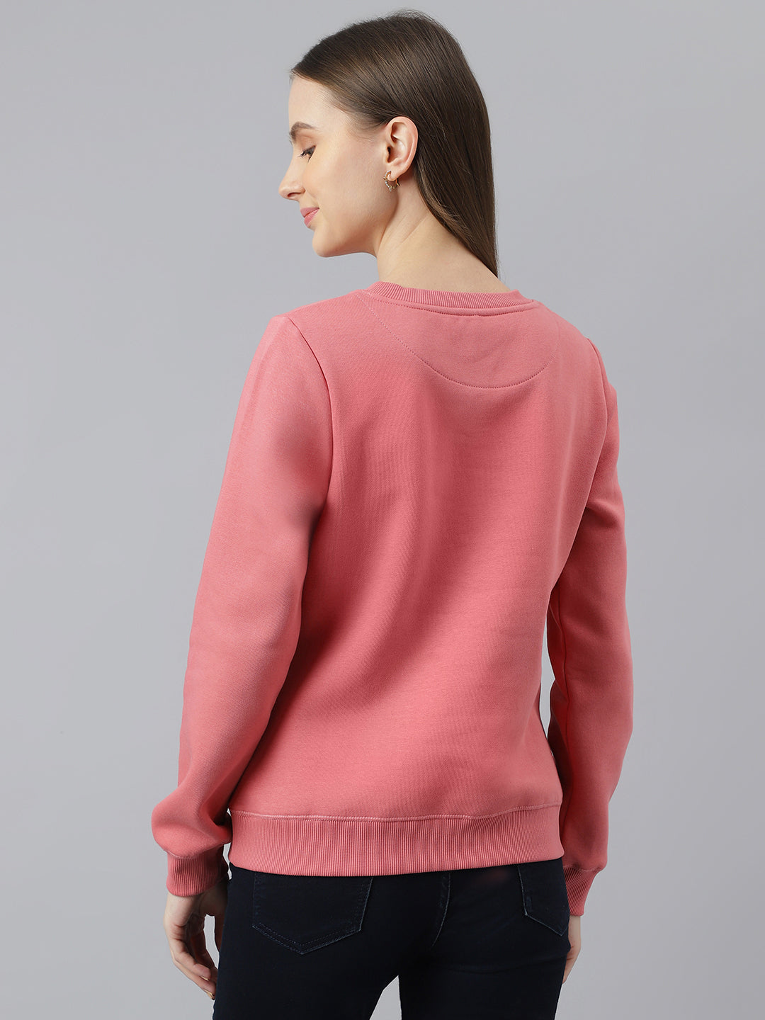 Coral Full Sleeves Casual Printed Sweatshirt