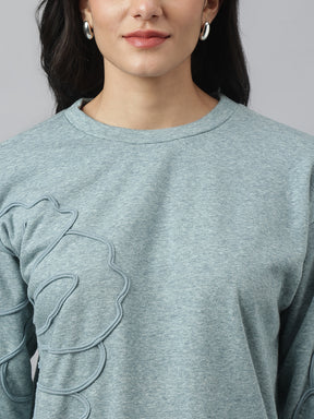 Grey Full Sleeve Round Neck Solid Sweatshirt For Casual Wear