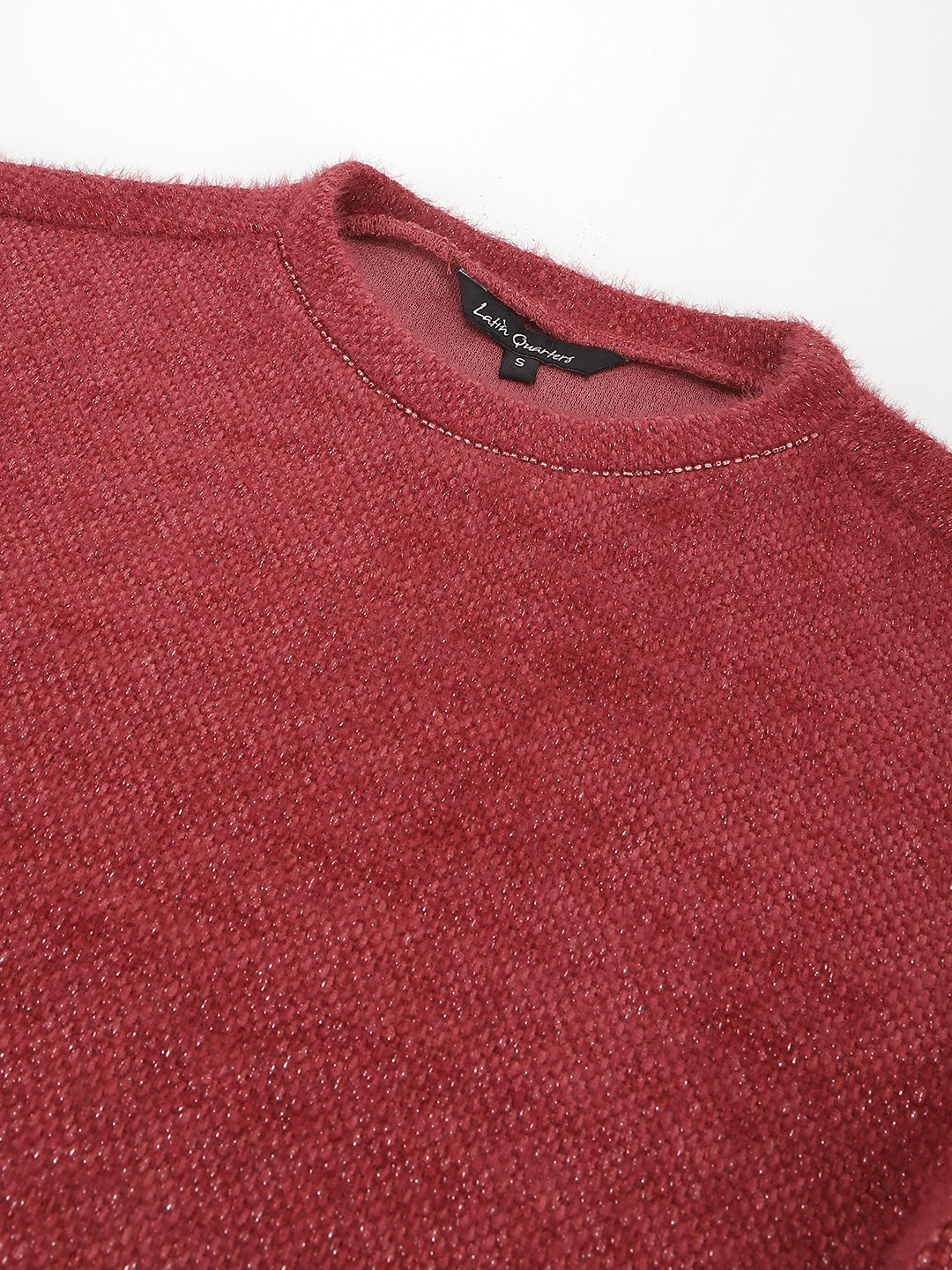 Maroon Full Sleeve Round Neck Solid Sweater For Casual Wear