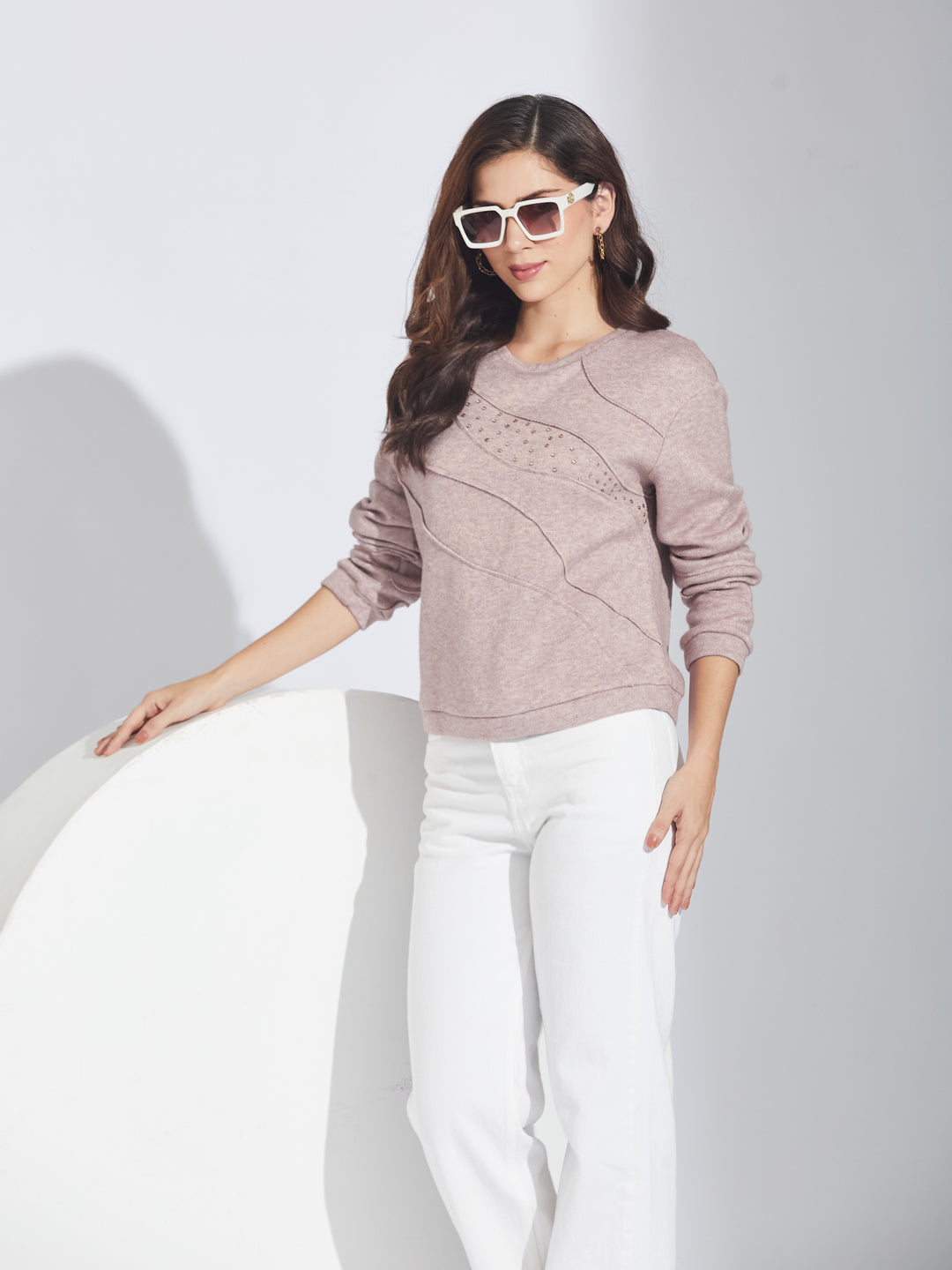 Latin Quarters Women's Dusky Pink Melange Sweatshirt