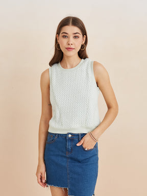 Latin Quarters Women'S Green Round Neck Full Sleeves Self Design Casual Sweatshirt Shrug Set