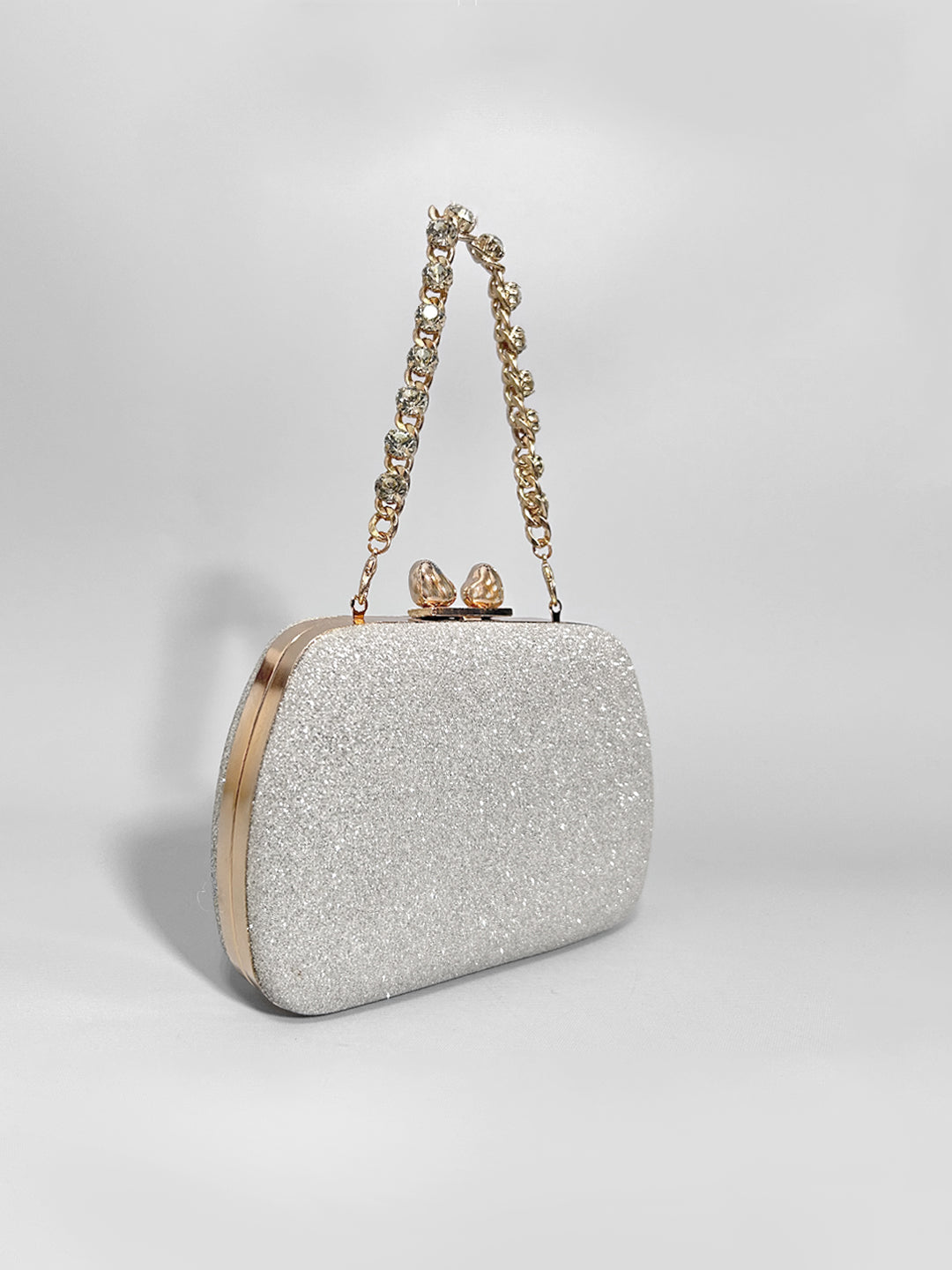 Latin Quarters Women Silver Embellished Party Sling Bag