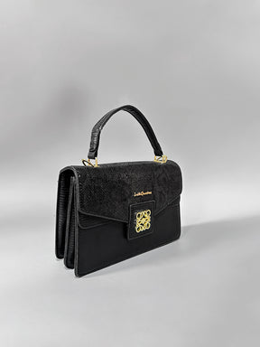 Latin Quarters Women Black Textured Casual Satchel Bag