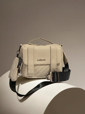 Latin Quarters Women's Off White Quilted Crossbody Bag with Pouch