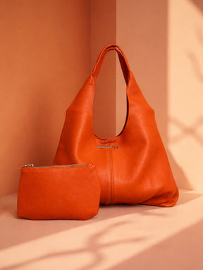 Latin Quarters Women Orange Solid Casual Hobo Bag