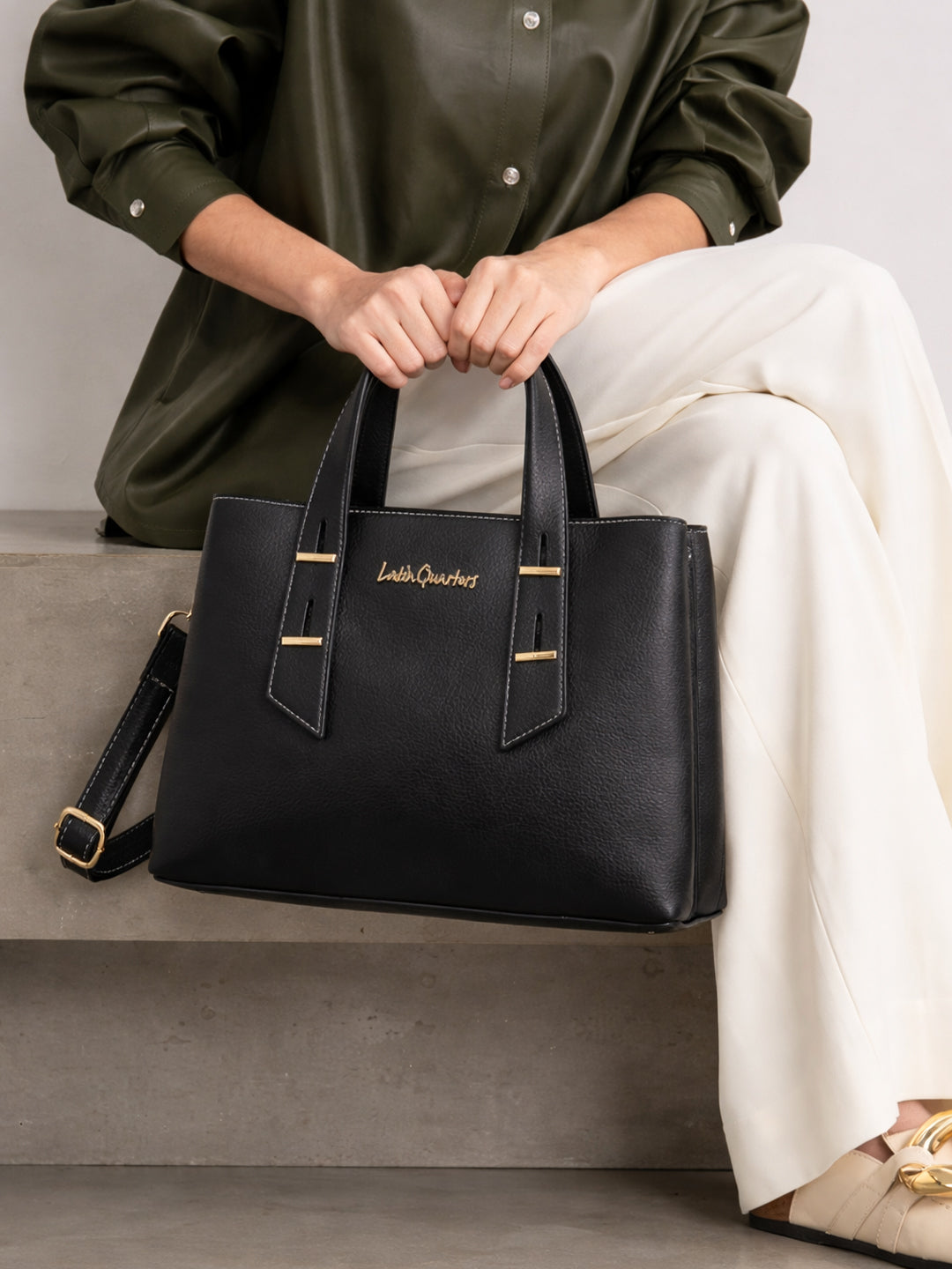 Latin Quarters Women Black Solid Casual Tote Bag