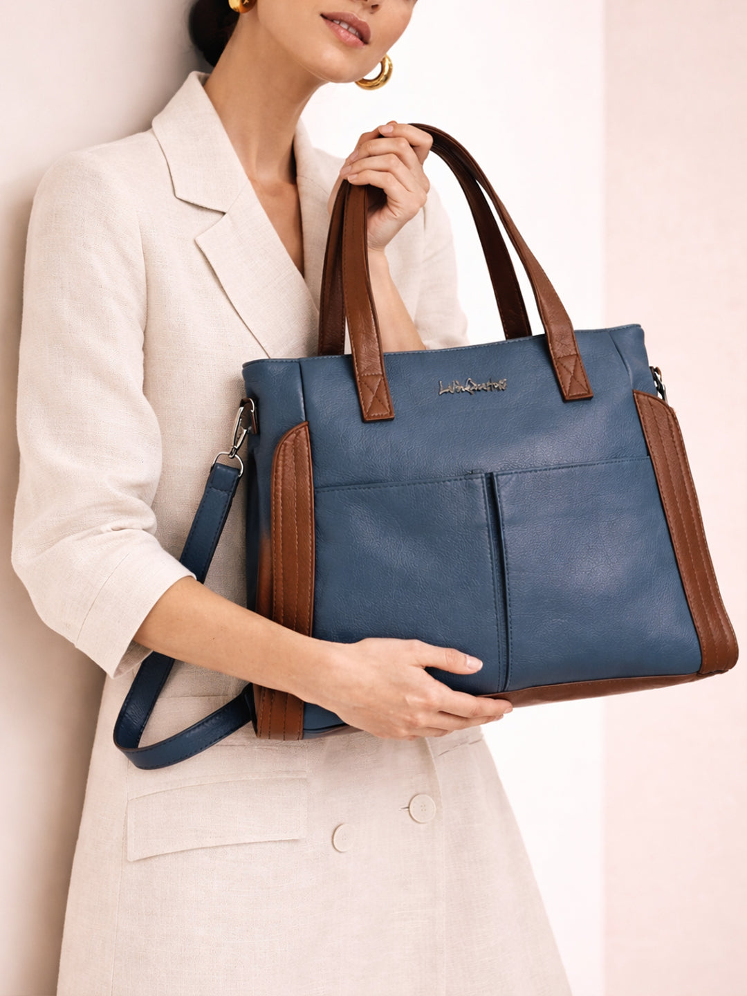 Latin Quarters Women Blue Solid Casual Tote Bag