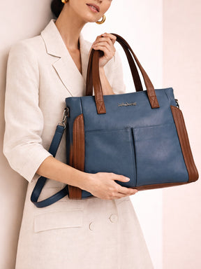 Latin Quarters Women Blue Solid Casual Tote Bag