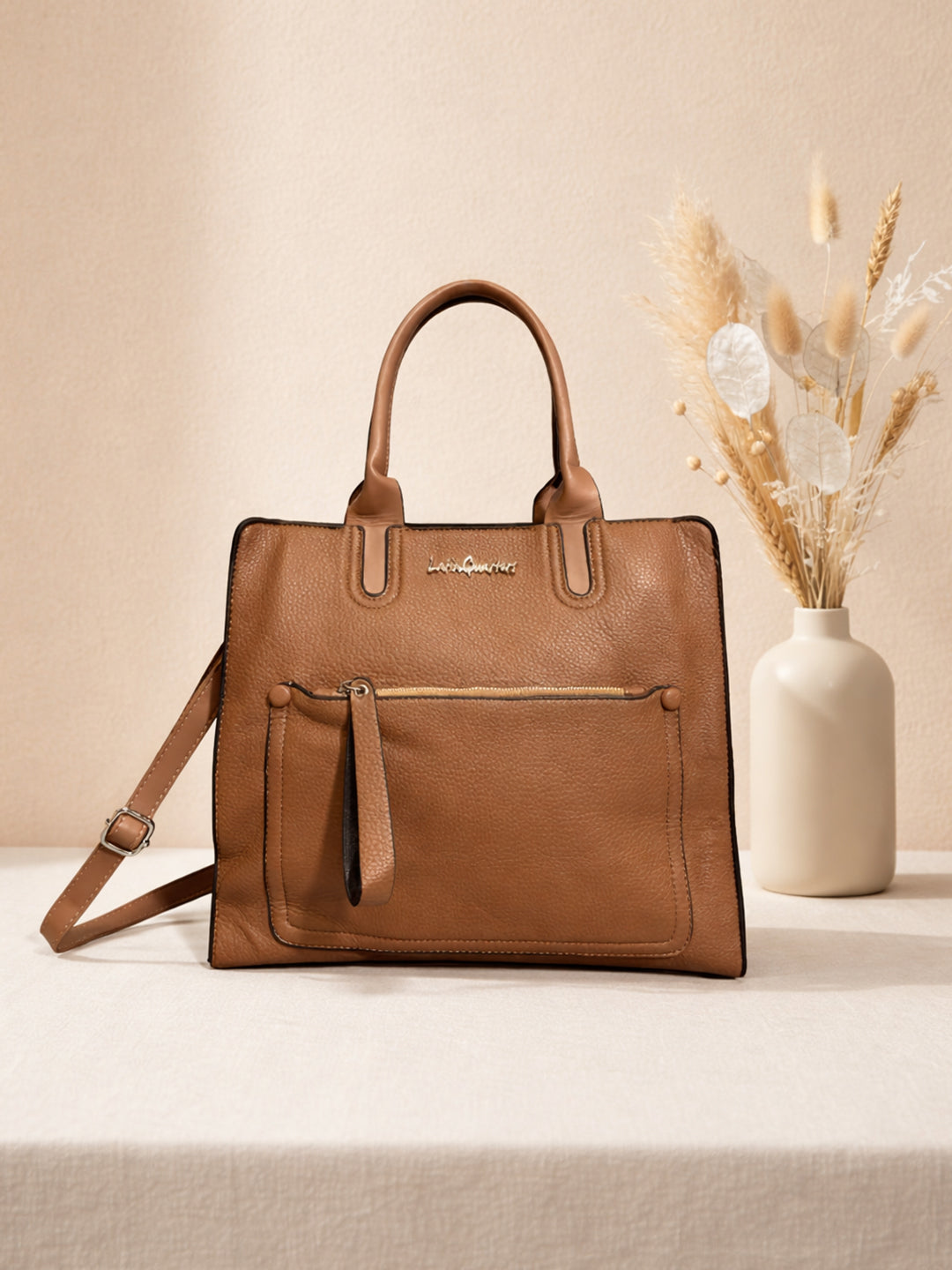 Latin Quarters Women Solid Brown Casual Tote Bag