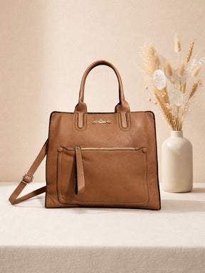 Latin Quarters Women Solid Brown Casual Tote Bag