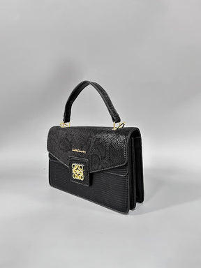 Latin Quarters Women Black Textured Casual Satchel Bag