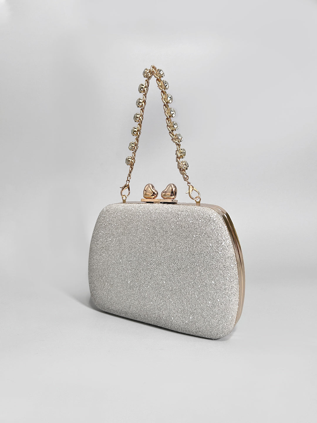 Latin Quarters Women Silver Embellished Party Sling Bag