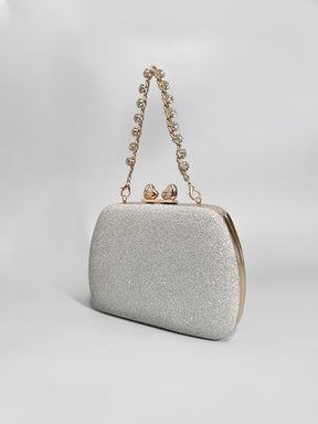 Latin Quarters Women Silver Embellished Party Sling Bag