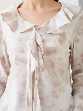 Latin Quarters Women Off White Printed Full Sleeves Casual Top