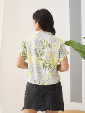 Latin Quarters Women Green Printed Cap Sleeves Casual Shirt