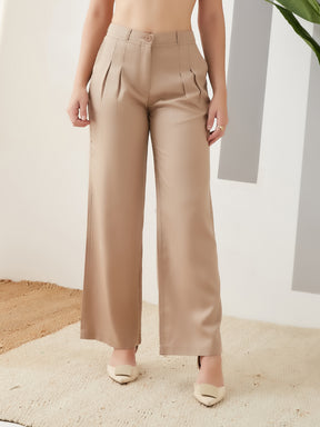 Latin Quarters Women Beige Solid Full Length Casual Pant