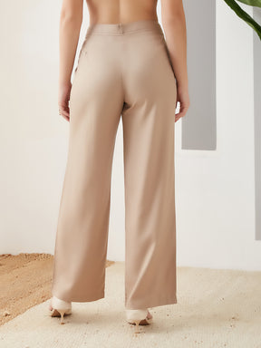 Latin Quarters Women Beige Solid Full Length Casual Pant