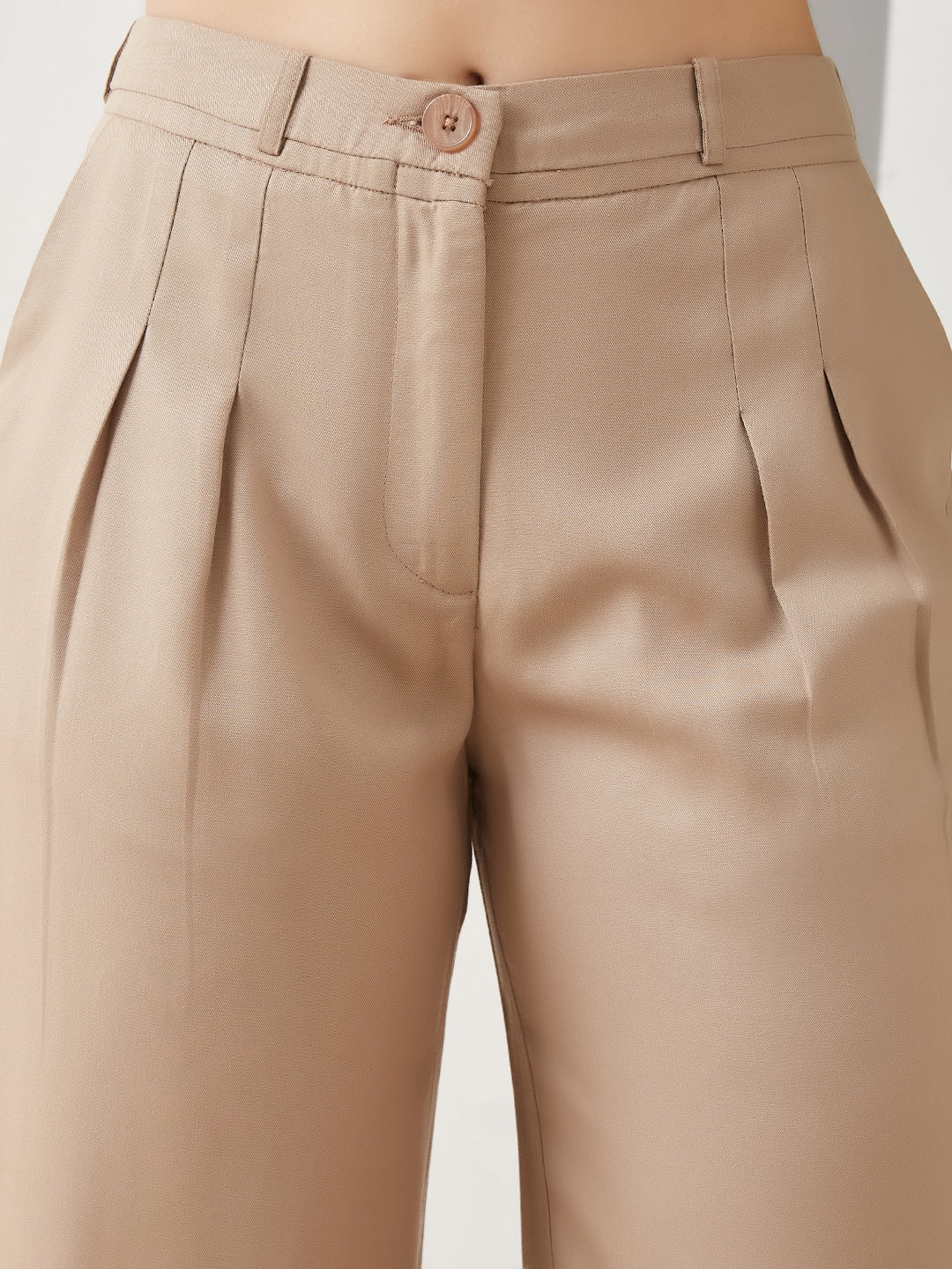 Latin Quarters Women Beige Solid Full Length Casual Pant