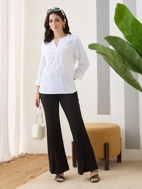 Latin Quarters Women Black Solid High Rise Casual Trouser