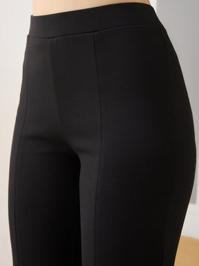 Latin Quarters Women Black Solid High Rise Casual Trouser