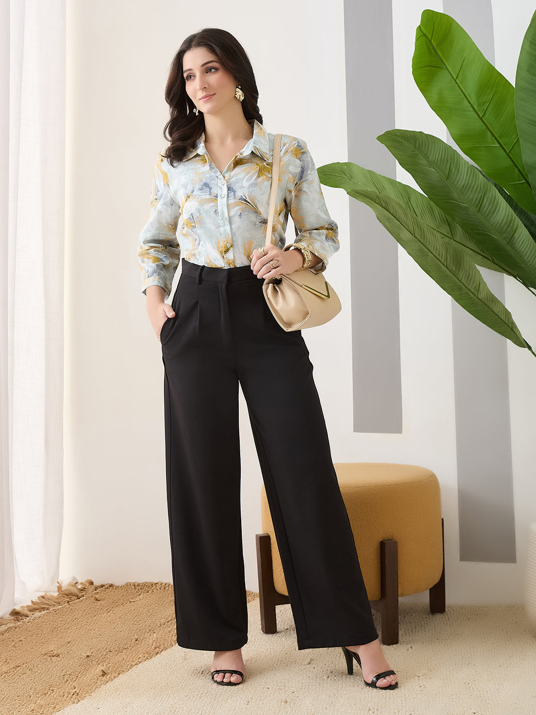 Latin Quarters Women Grey Printed 3/4th Sleeves Casual Shirt