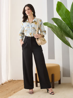Latin Quarters Women Grey Printed 3/4th Sleeves Casual Shirt