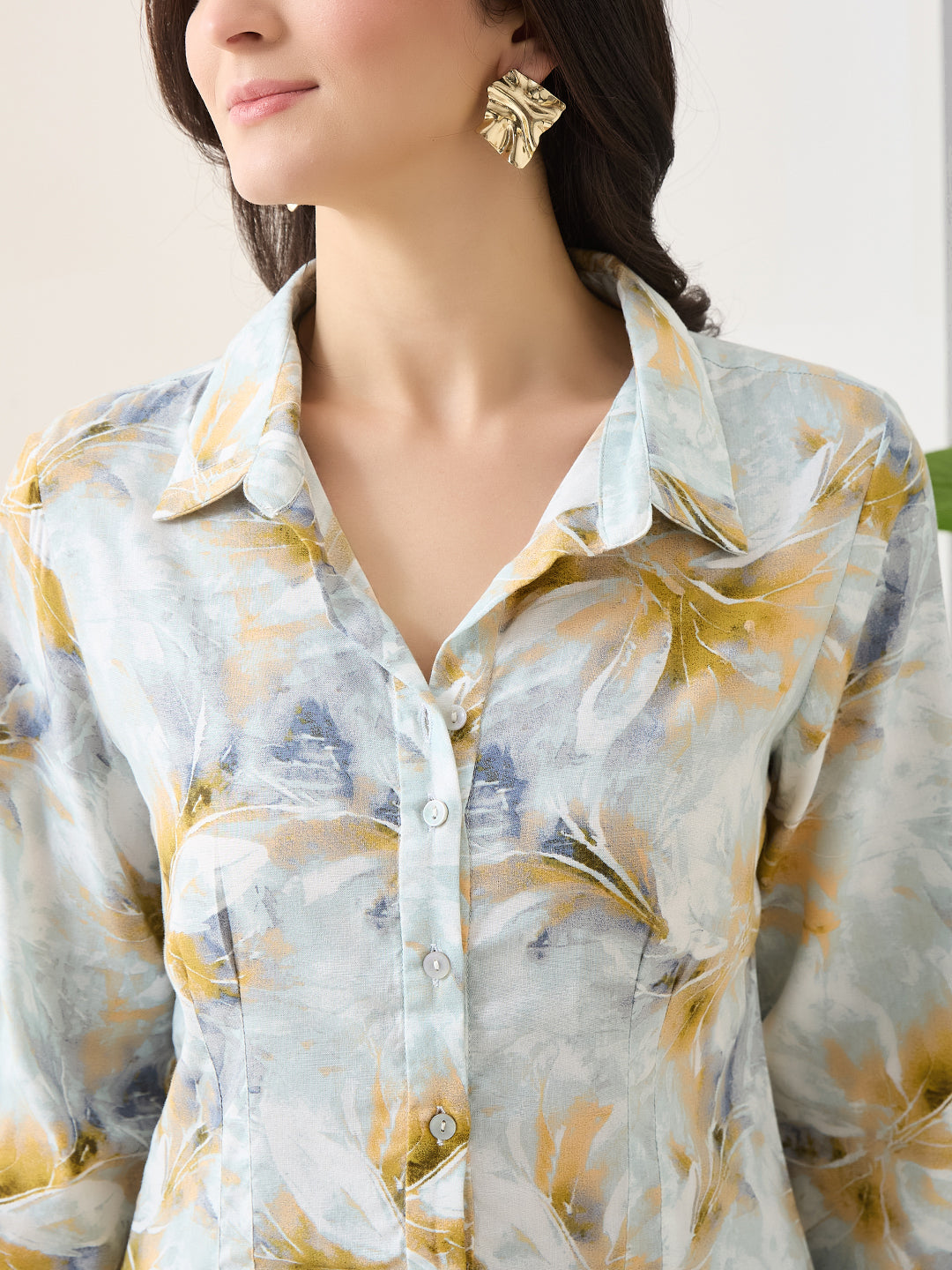 Latin Quarters Women Grey Printed 3/4th Sleeves Casual Shirt