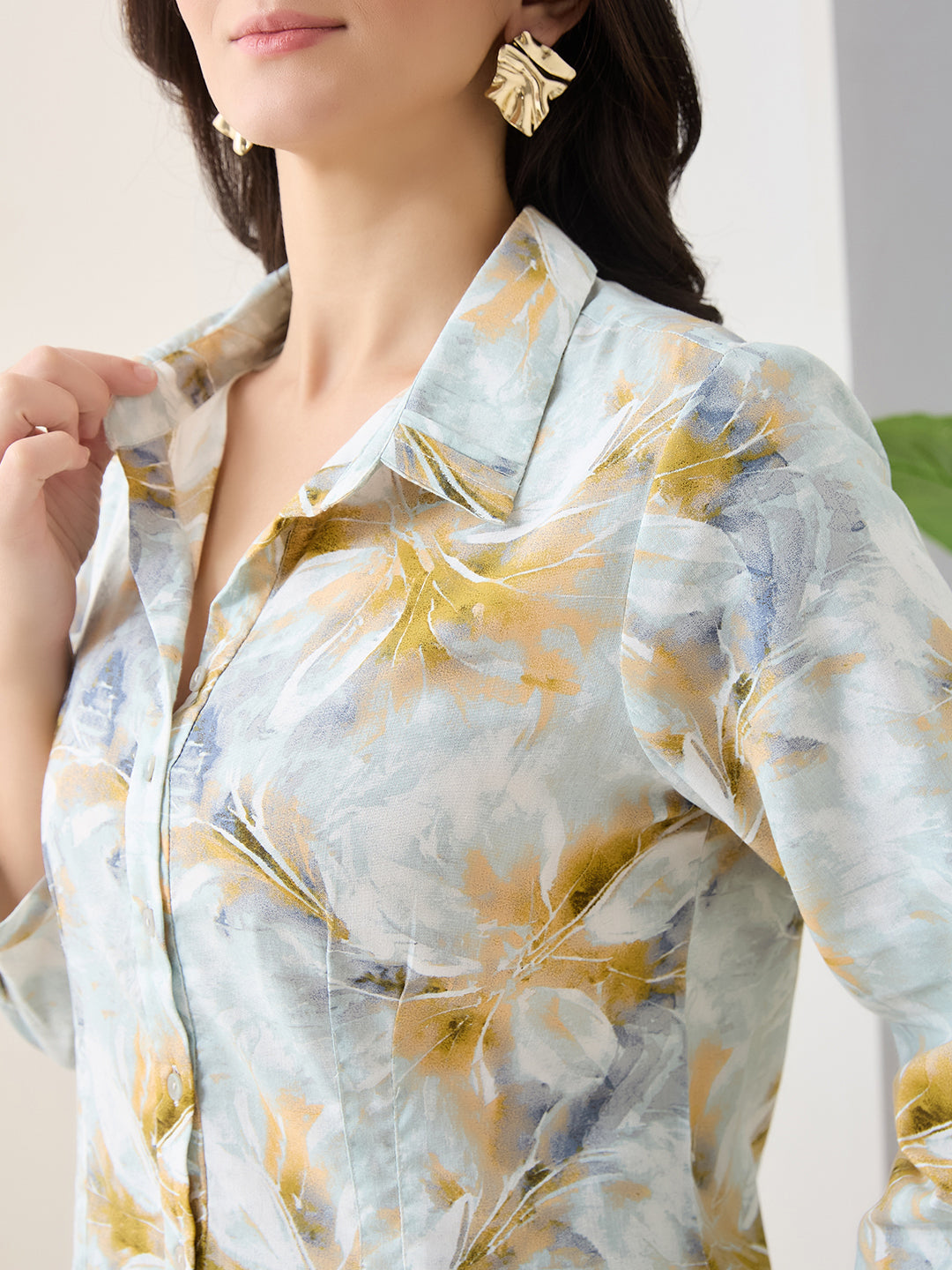 Latin Quarters Women Grey Printed 3/4th Sleeves Casual Shirt