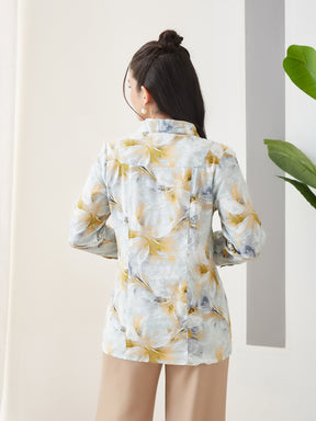 Latin Quarters Women Grey Printed 3/4th Sleeves Collar Neck Casual Tunic