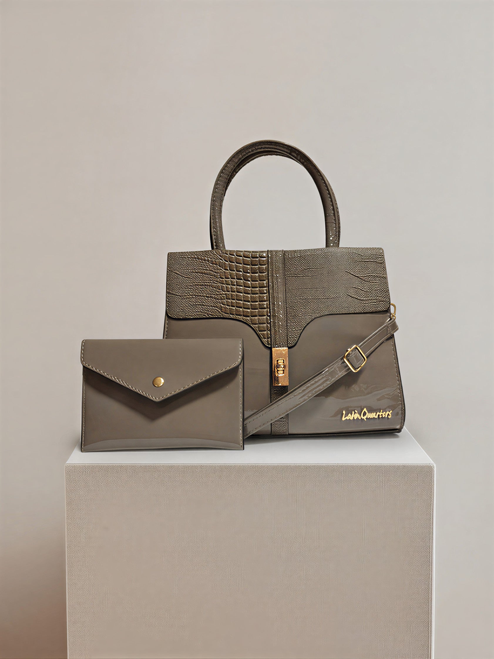 Latin Quarters Women Grey Solid Two Handles Satchel bag