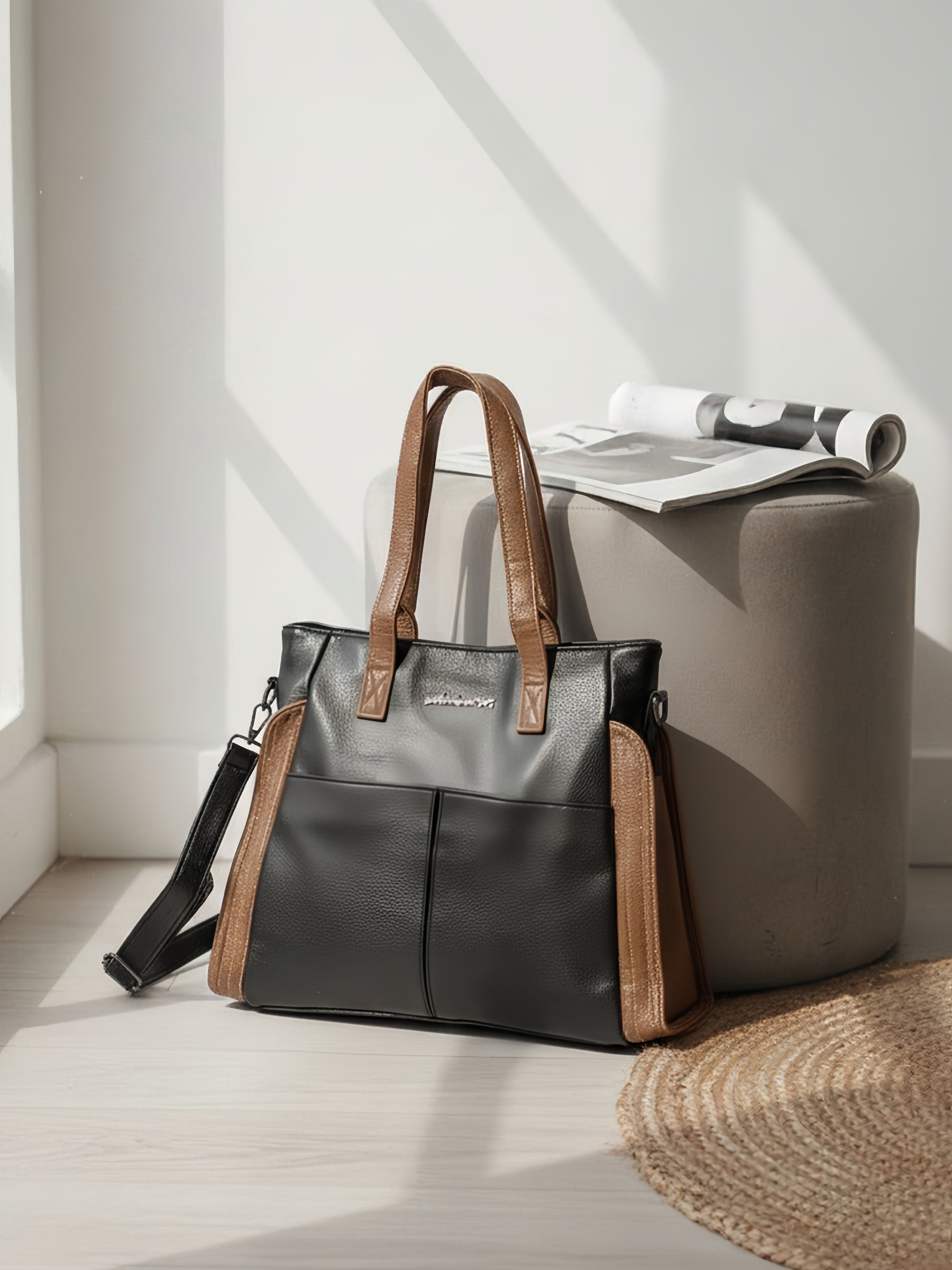 Latin Quarters Women Black Solid Handles Tote Bag