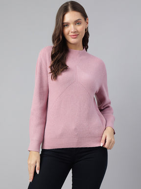 Latin Quarters Women Purple Round Neck Full Sleeve Solid Sweater